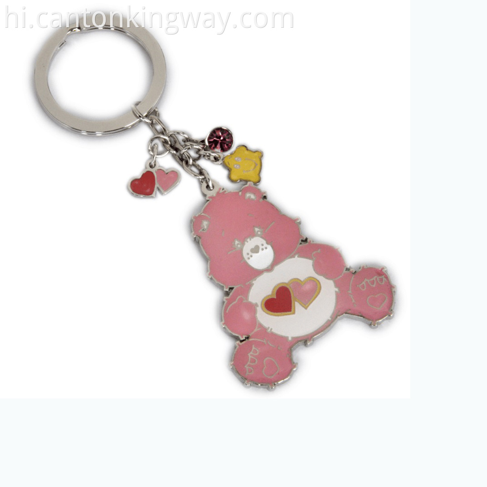 Custome Metal Keychain For Souvenir Pink Bear